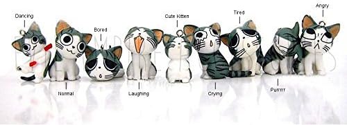 EEA Cute Mini Green Plastic Tabby Cat Cellphone Charm Key Chain Ring Toy (Dancing)