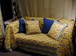 Provencale Poisson 100 % Cotton Hand Printed Sofa Cover, 90 inches X 140 inches