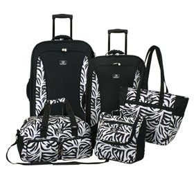 Trolley Koffer Set 5 tlg. Schwarz/Zebra