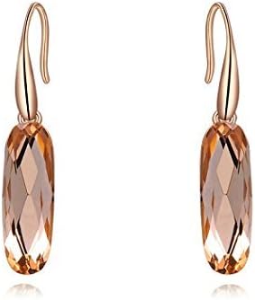 Genuine Rose Jewelry 18k Rose Gold Plated Hanging Champagne Earrings