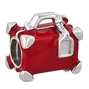 Red Travel Suitcase Charm 925 Sterling Silver Bead Fits Pandora Charms