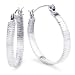 Sterling Silver Oxidized Flat Spring Hoop Earrings
