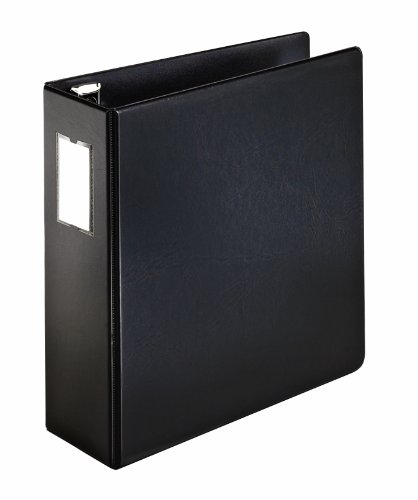 Cardinal 18751 Recycled Easy Open D-Ring Binder With Label Holder, 4 Capacity, Black