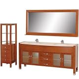 Daytona 71 Double Bathroom Vanity Set with Ivory Marble Countertop - Cherry w/ Drawers