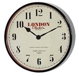 London Clock Company High Gloss Black Retro Wall Clock