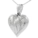 Sterling Silver Etched Puffed Heart Necklace