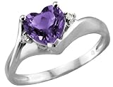 Amethyst Gemstone Heart Ring with Diamonds in White Gold