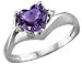 Jewelry : Amethyst Gemstone Heart Ring with Diamonds in White Gold