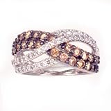14K Chocolate & White Diamond Braid Band