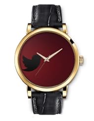 SPRAWL Aanalog Fashion Series Gold Ladies Watches of Genuine Black Leather Strap,Unique Wrist Watch for Women Girls Designed with Black pigeon on dark red background