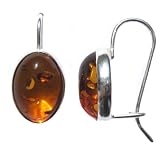 Honey Amber and Sterling Silver Oval Earrings