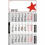 Produkt-Bild: Dreimonatskalender grau/rot 30 x 48,5 cm Kalendarium 2012