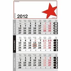5star Dreimonatskalender grau/rot 30 x 48,5 cm Kalendarium 2012