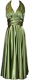 IMAGE OF Marilyn Satin Halter Bridesmaid Dress Junior Plus Size Holiday Prom Gown, XL, Sage