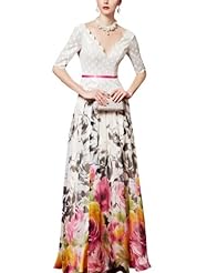 A-line V-neck Backless Cocktail Floor Length Chiffon Short Sleeves Elbow Length Sleeves Evening Dress/Homecoming Dress/Pageant Dress/Prom Dress/Party Dress/Wedding Dress 