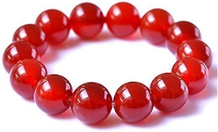 QUIMOOZ Natural Genuine Semi-Precious Gemstones Red Carnelian Agate Bracelet with Elastic Stretch Beaded Bracelet Gift Pack,Unisex, 10mm Bead