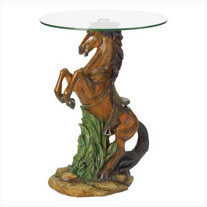 Horse Glass Top Table