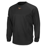 MLB Baltimore Orioles Adult Long Sleeve Crew Tech Fleece Pllovr (Pro Black/Pro Black, Small)