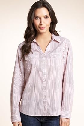 Open Neck Collar Striped Woven Shirt With Linen