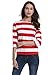 MsBasic Women's 3/4 Sleeve Boat Neck Striped Relax Fit Tee Shirts (Large, MS6310-2)Red/White