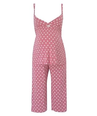 Maternity Coral Spot Cropped Pyjama Set