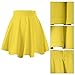 JNTworld Women Stretch high Waist Flared Plain Pleated mini skirt, S, yellow