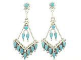 Beautiful! By Artist Dave Pincion-Sterling-silver Zuni Tear Drop shape cluster dangle-earrings