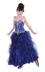 Girls Strapless Ankle Length Organza Lace  Sweetheart  Ball Gown Pageant Dress/Party Dress 