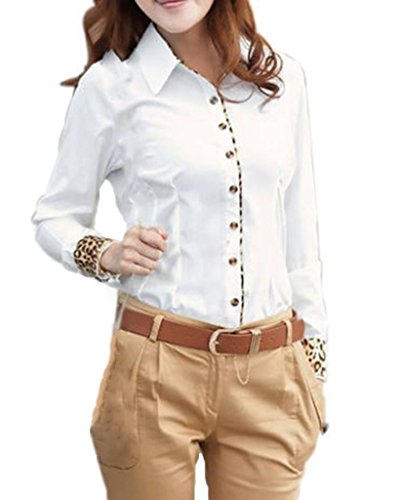Women Summer Career Lady Black/White Leopard T Shirt Blouse Tops