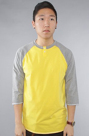 SLVDR The 3 Quarters Henley in Sunny,Tops for Men, Small,Yellow