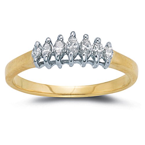 10k Choice of White or Yellow Gold Seven-Stone Marquise Diamond Band (1/4 cttw, I-J Color, I2-I3 Clarity)