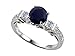 2.03 cttw 14k White Gold Plated Sterling Silver Engagement Ring with 6 Genuine Diamonds and Genuine Round Black Sapphire - Gold Plated Silver
