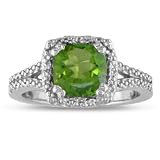 2ct Peridot and Diamond Ring in Sterling Silver