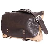 Will Leather Goods  Khaki Stewart Canvas Messenger Bag With Lambskin Front Flap Khaki