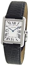 Cartier Tank Watch - Cartier Men's Tank Solo Stainless Steel Black Leather Watch #W1018355