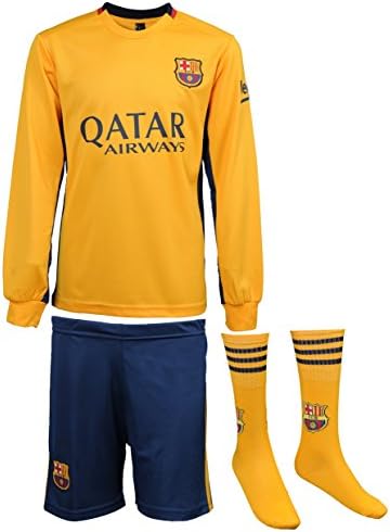 2015/2016 Barcelona Lionel Messi #10 Away Football Soccer Long Sleeve Jersey & Shorts & Socks Youth Sizes (XXL - 176 (Ages 12-13))