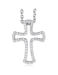 925 Sterling Silver Cross Diamond Pendant Necklace (GH, I2-I3, 0.23ct)