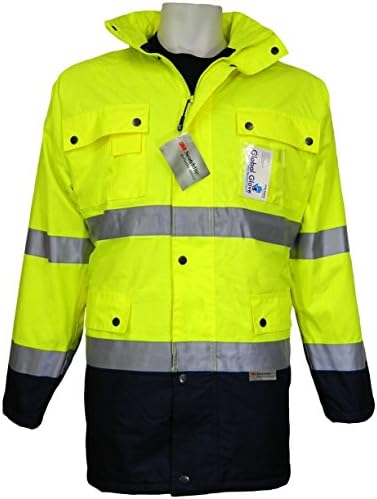 Global Glove GLO-P1 FrogWear Insulated High-Visibility Parka, Polar Fleece Lined, Lightweight Wind/Waterproof Shell, Silver Reflective Striping, Size: MEDIUM