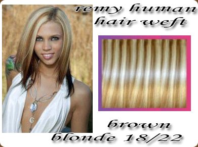 14 inch Luxury Hair Weft and Clips. Remy Human Hair Weft Brown/Blonde 18/22Brown/Blonde 18/22
