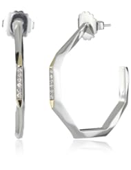Kara Ross "Geometric" Size 35 mm White Sapphire Small Hoop Earrings