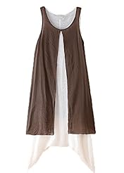 A-line Asymmetric Sleeveless Linen Maxi Dress/Midi Dress 