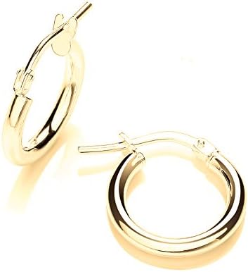 14k Premium Gold Plated 925 Sterling Silver Small Hoop Earrings, Snap Post, 2mm & 15mm 0.60