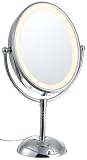 Conair BE51 Double Sided Oval Illuminated Mirror, 6 Inch, 7x/1x Magnification, Fog-Free Viewing