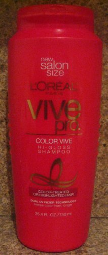 L'OREAL Paris Vive Pro Hi-Gloss Shampoo for Color Treated or Highlighted Hair Salon Size Bottle 25.4 Oz-pack of 3