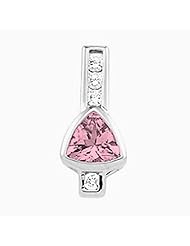 14K White Gold Trillion Cut Pink Sapphire and Diamond Pendant -- LIFETIME WARRANTY