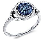 Aqua Blue Diamond Ring 10k White Gold Anniversary Band (1/4 Carat)