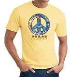 PEACE TIE DYED Sign Symbol Adult T-shirt Tee Shirt - Lemon Yellow