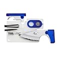 Tool Logic ICC1B ICE Companion Card Tool with 2-Inch Serrated Blade, Lens and Compass, Translucent/Blue
