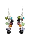 Jewel Tone Swarovski Crystal Dangle Earrings