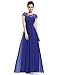 Ever-Pretty Womens Cap Sleeve Lace Neckline Ruched Bust Evening Gown 09993